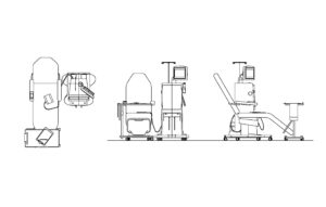 Hemodialysis Chair autocad drawing, dwg file with all 2d views, plan and elevation, file for free download
