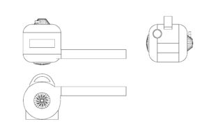 air leaf blower autocad drawing, all 2d views, plan and elevation, dwg file for free download
