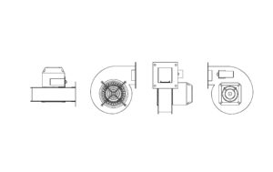 centrifugal fan autocad drawing 2d views plan and elevations, dwg file for free download