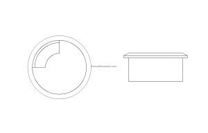 desk cable grommet autocad drawing, 2d plan and elevation views, dwg file for free download