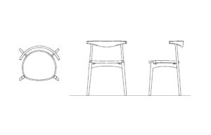autocad drawing of the elbow chair, plan and elevation 2d views, dwg file free for download