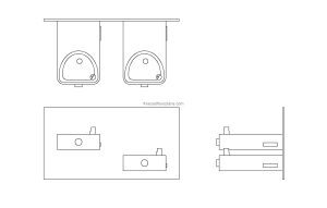 elkay drinking fountain autocad drawing, plan and elevation 2d views, dwg file for free download