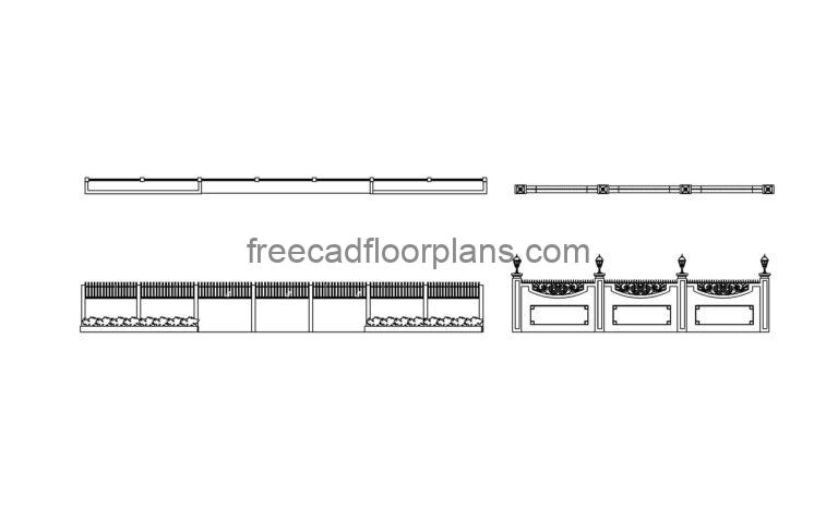 Fences, Plan+ Elevations, AutoCAD Block
