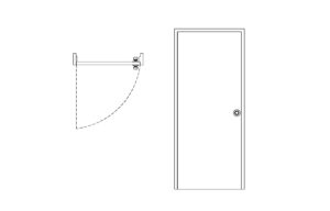 autocad drawing of a flush door, 2d views plan and front elevation, dwg file for free download
