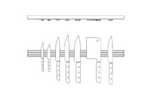 knife rack autocad drawing dwg file with 2d views for free download