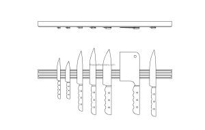 knife rack autocad drawing dwg file with 2d views for free download