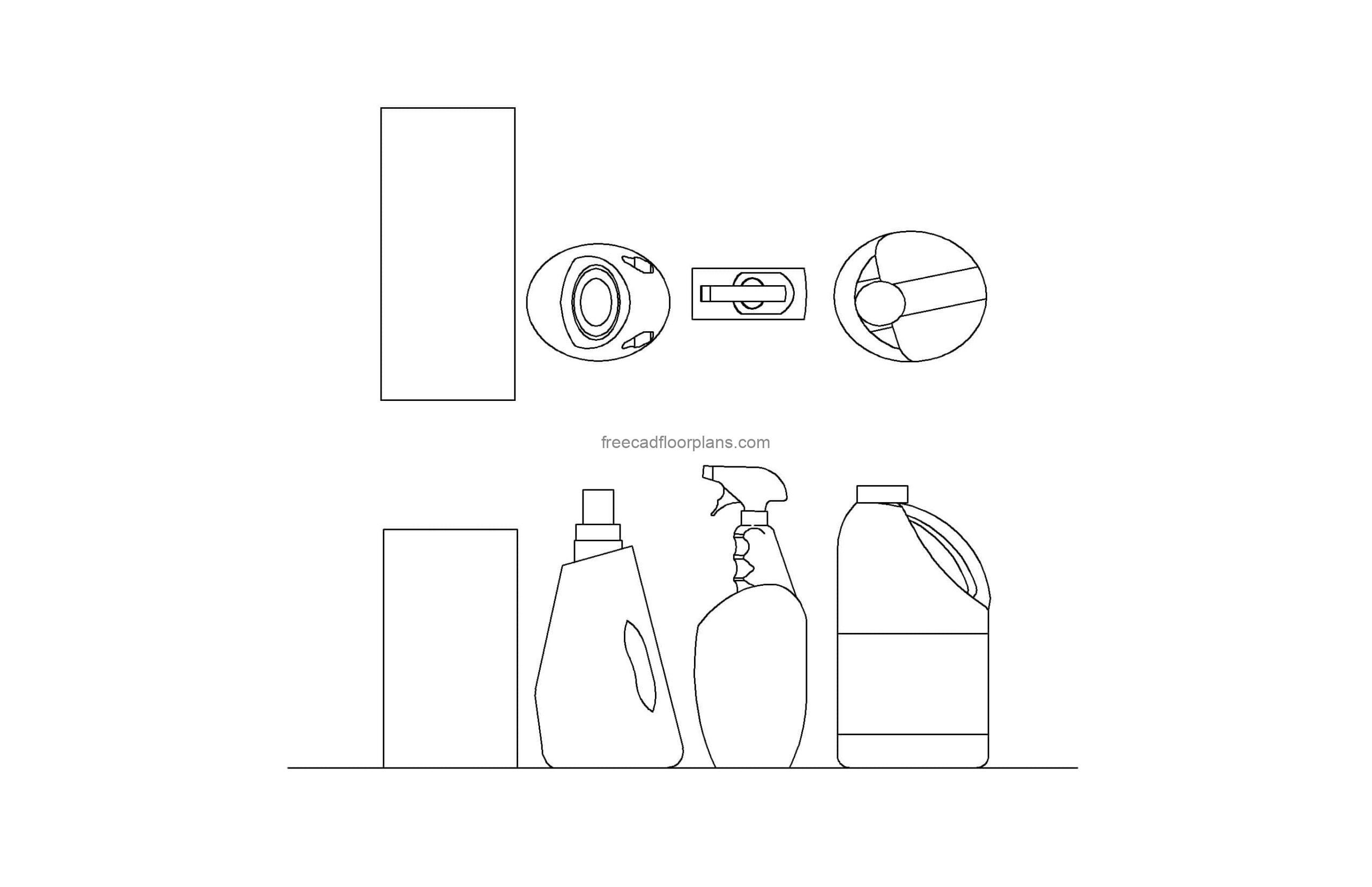 laundry detergents autocad drawing all 2d views, dwg file, plan and elevations views for free download