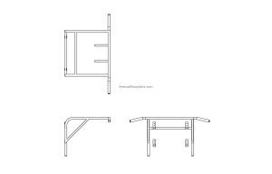 pull up bar autocad drawing plan and elevation 2d views, dwg file for free download