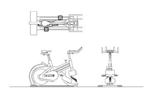 stationary bike autocad drawing plan and elevation 2d views, dwg file for free download