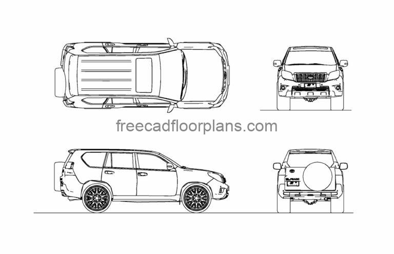 Toyota Land Cruiser Prado, Free AutoCAD Block