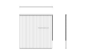 autocad drawing of vertical blinds screen for windows, plan and elevation 2d views, dwg file for free download