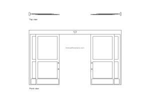 autocad drawing of an automatic sliding door, plan and elevation 2d views, dwg file free for download