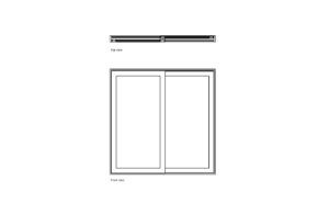aluminium sliding door autocad drawing top and front 2d views, dwg file free for download