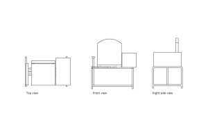 autocad drawing of a blood draw chair plan and elevation 2d views, dwg file free for download