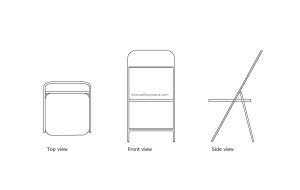 autocad drawing of a collapsable chair, plan and elevation 2d views, dwg file free for download