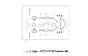 autocad drawing of a dog park, plan and elevation 2d views, dwg file for free download