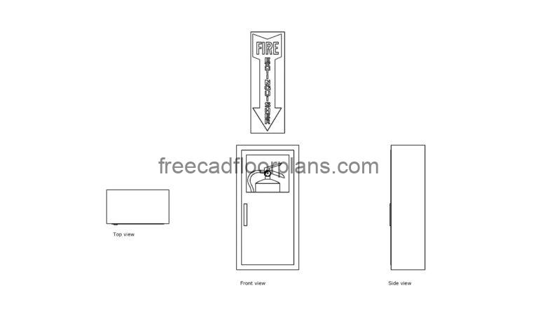 Fire Extinguisher Cabinet, AutoCAD Block