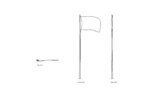 autocad drawing of a flag pole, plan and elevation 2d views, dwg file free for download