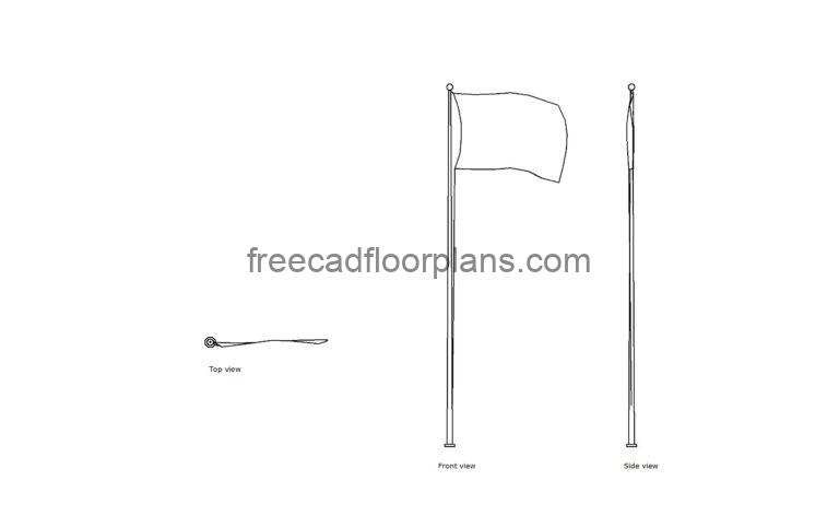 Flag Pole, AutoCAD Block