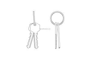 house keys autocad drawing, 2d plan and elevation views, dwg file free for download