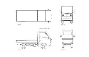 autocad drawing of a mini truck plan and elevation 2d views dwg file free for download