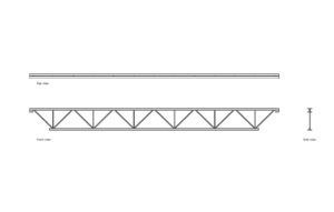 autocad drawing of a open web steel joist, all 2d views, plan and elevation dwg file for free download