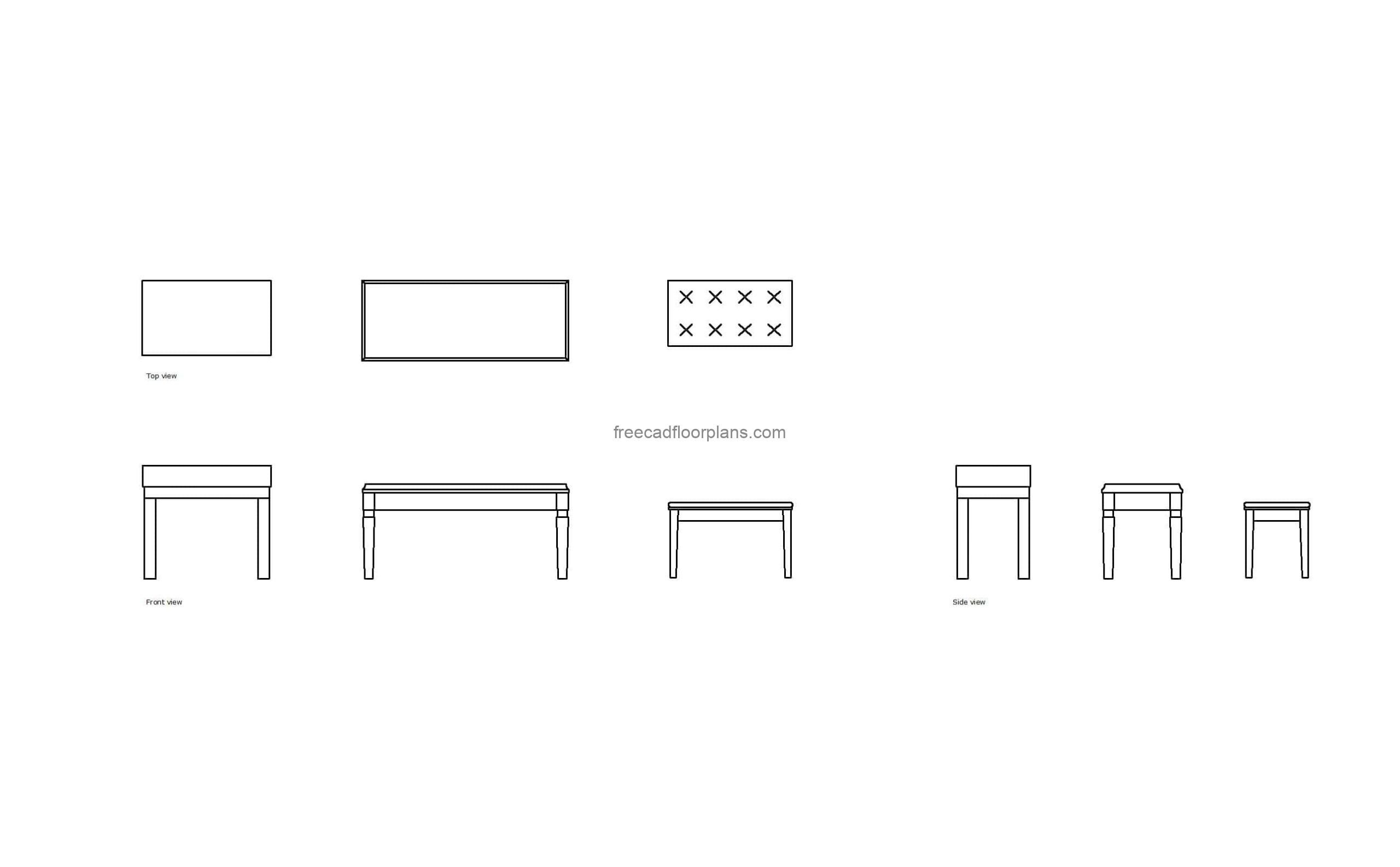 autocad drawing of different piano benchs, top, front and side views, dwg file free for download