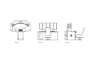 autocad drawing of a ROG gaming desk station, 2d views plan and elevation, dwg file free for download