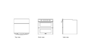 autocad drawing of a samsung flex dual oven, plan and elevation 2d views, dwg file for free download