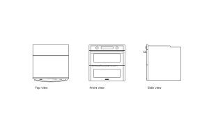 autocad drawing of a samsung flex dual oven, plan and elevation 2d views, dwg file for free download