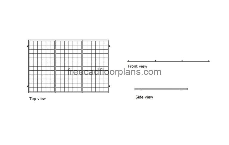 Solar Panel, AutoCAD Block, Plan+Elevations