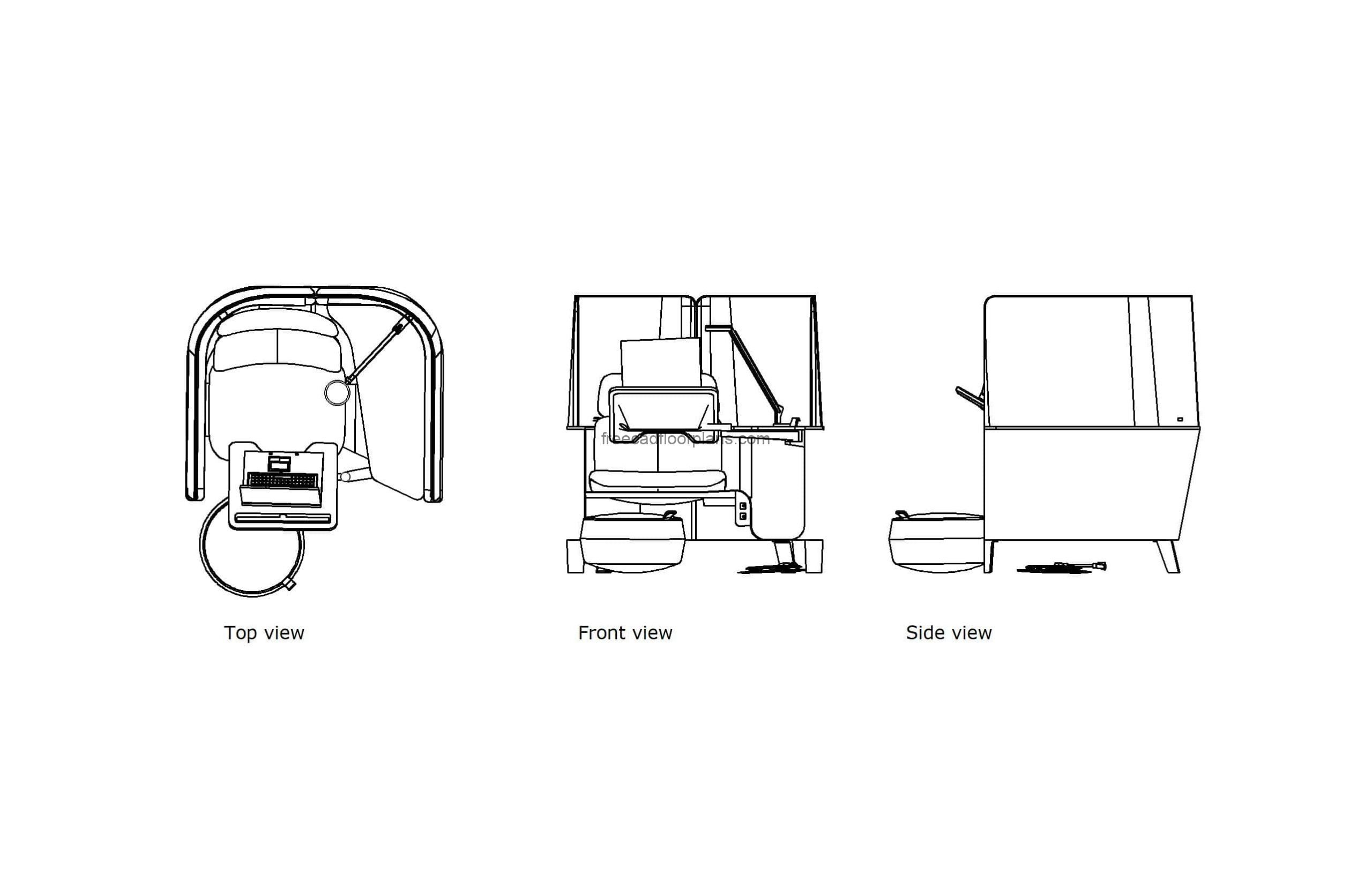 steelcase brody autocad drawing, 2d views with plan and elevation, dwg file free for download