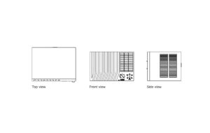 window air conditioner autocad drawing 2d views, plan and elevation, dwg file free for download