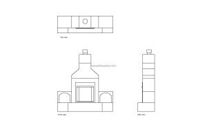 autocad drawing of an 42 inches gas fire place, dwg drawing for free download