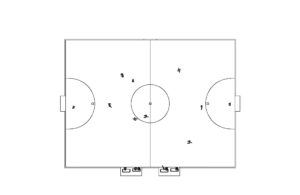 autocad drawing of a 5 a side football pitch, dwg file with 2d views, plan and elevation, file for free download