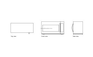 autocad drawing of a whirlpool microwave plan and elevation 2d views, dwg file for free download