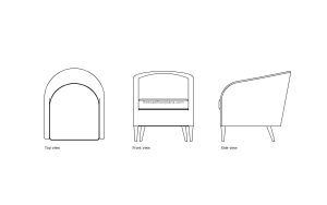 autocad drawing of a accent chair, plan and elevation 2d views, dwg file for free download