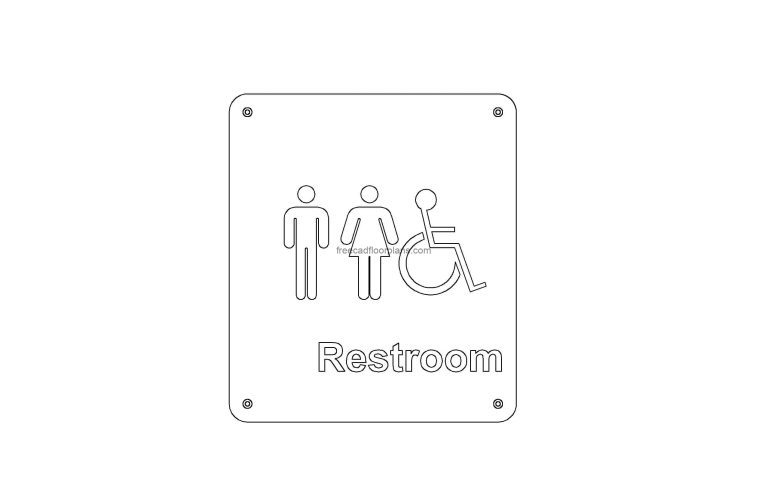 ADA Unisex Restroom Sign, AutoCAD Block