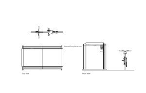 autocad drawing of a bicycle locker, plan and elevation 2d views, dwg file free for download