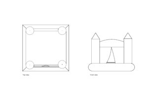 bounce house autocad drawing, plan and elevation 2d views, dwg file free for download