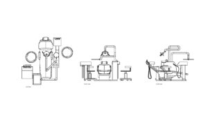 autocad drawing of a dental chair with all 2d views, plan and elevation 2d views, dwg file free for download