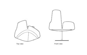 autocad drawing of a fjord relax armchair, 2d views plan and elevation for free download