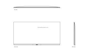 autocad drawing of a flat panel display, 2d views, plan and elevation, dwg file free for download