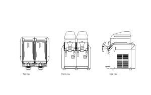 autocad drawing of a frozen drink machine, plan and elevation 2d views, dwg file free for download