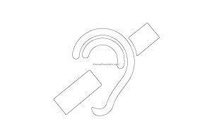 autocad 2d drawing of a hearing impaired symbol, front view, dwg file free for download