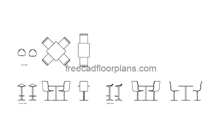 High Top Restaurant Chairs, AutoCAD Block