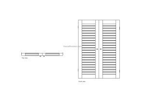 autocad drawing of a louver shutter, plan and elevation 2d views, dwg file free for download