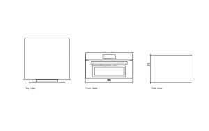 autocad drawing of a miele speed oven, plan and elevation 2d views, dwg file for free download