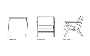 autocad drawing of a selig z chair, plan and elevation 2d views, dwg file free for download