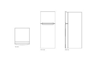 small refrigerator autocad drawing, 2d views, plan and elevation, dwg file model for free download